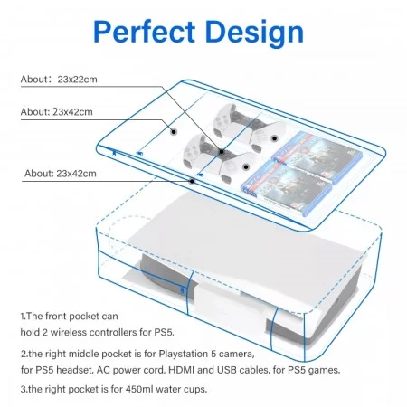 خرید کیف کنسول - Dobe Storage Case For PS5, Ps4, Xbox One, Series X/S - Black