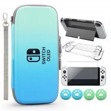 VGBUS 7-in-1 Accessory Case for Nintendo Switch OLED - Green Blue