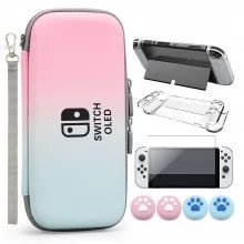 VGBUS 7-in-1 Accessory Case for Nintendo Switch OLED - Pink Blue